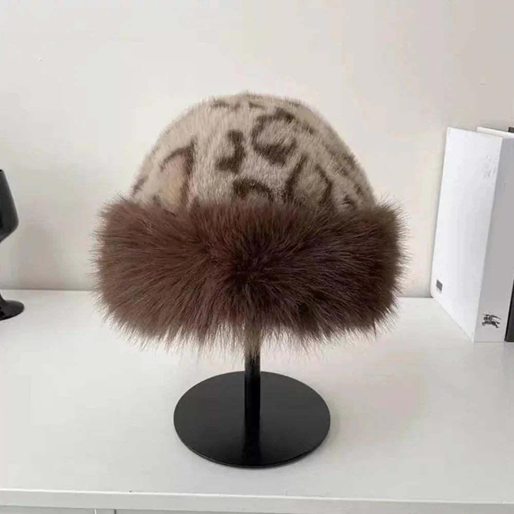 New Fluffy Fur Women's Winter Hat Winter Snow Ski Cap Female Faux Fur Thick Warm Windproof Hat Russian Hat Mink Fisherman's Hat