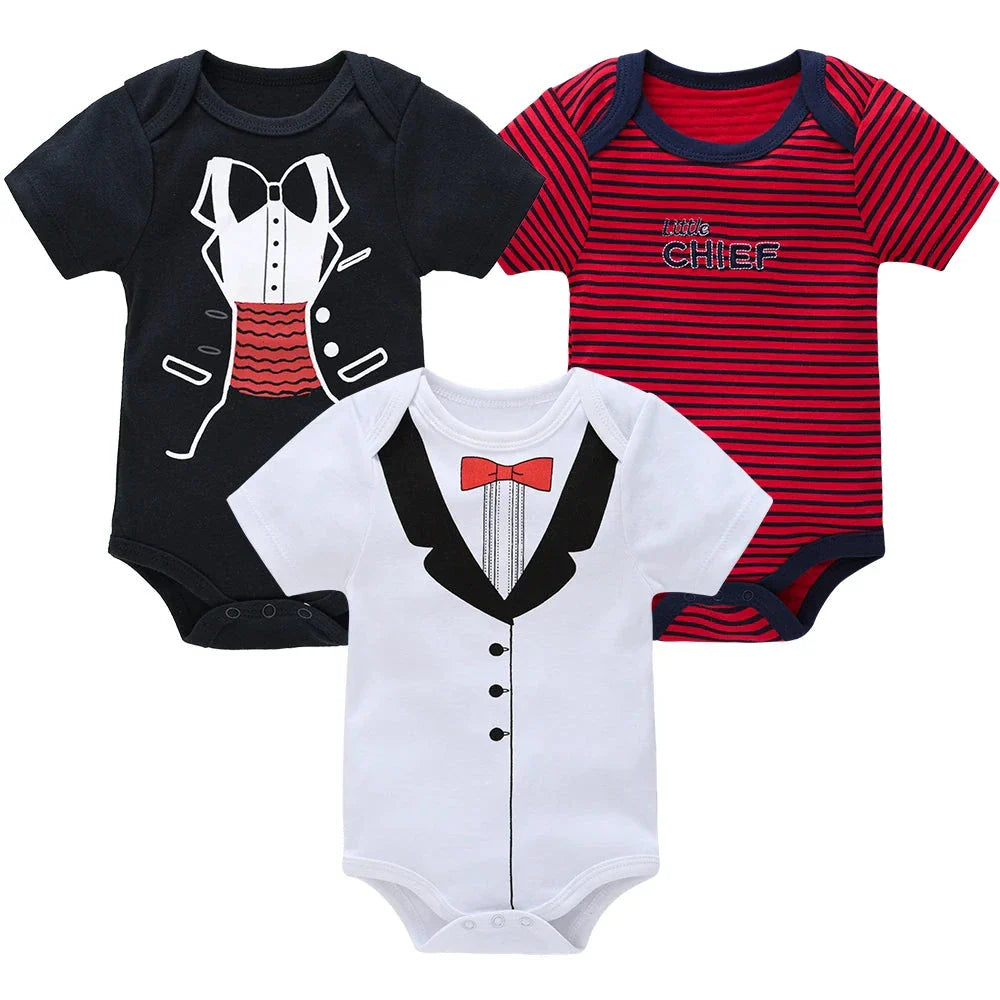 3/6 PCS Baby Cotton Bodysuits Set Short Sleeve Summer Outfits for Newborn Boys & Girls 0–12 Months