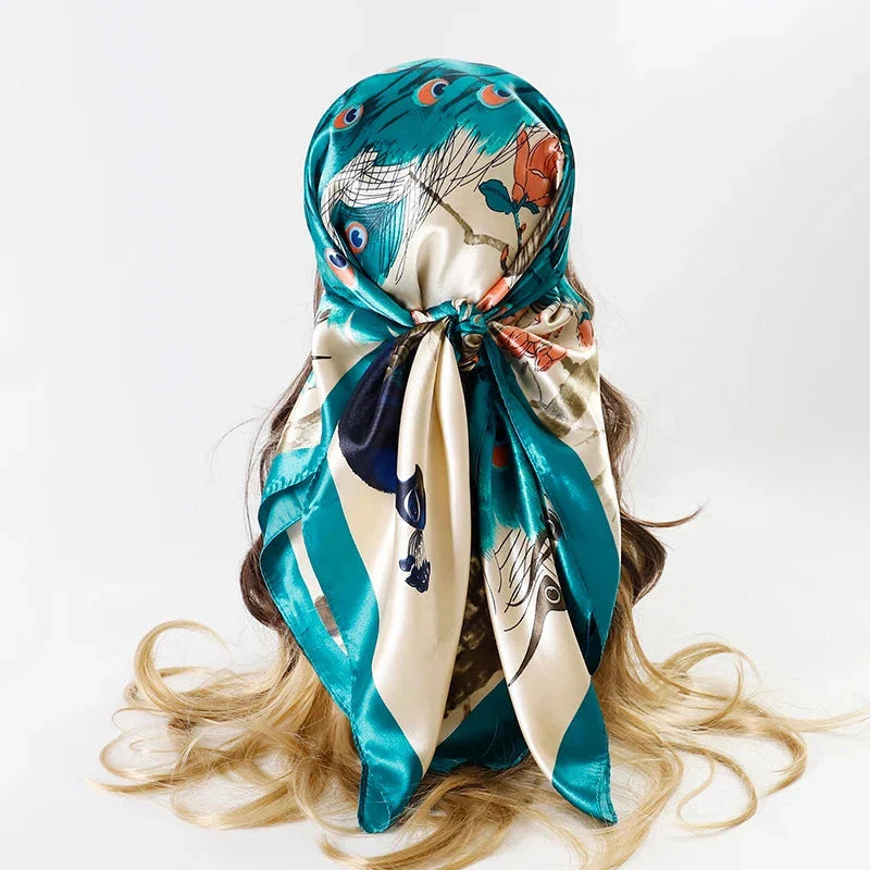 Satin Square Scarf – Elegant 2025 Print Hijab, Shawl & Hair Wrap