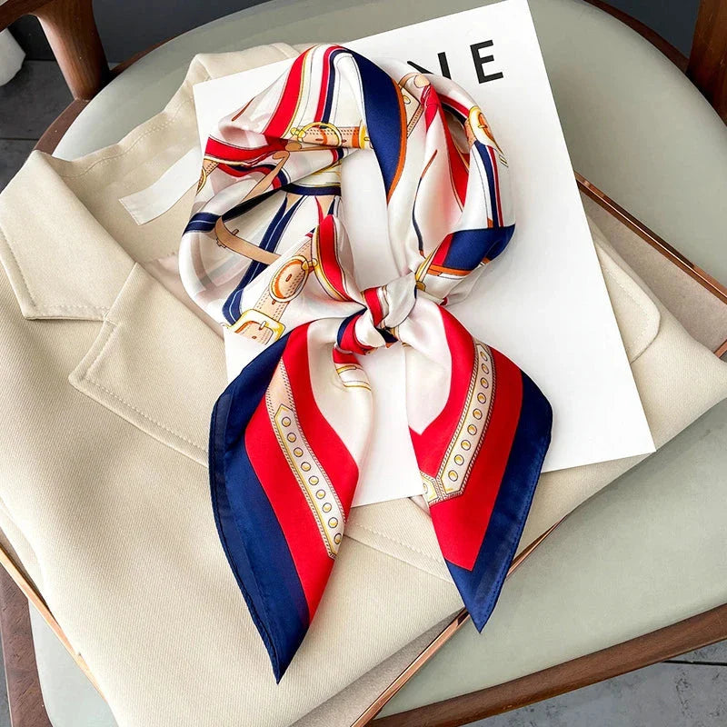 Luxury Silk-Feel Square Scarf – Satin Shawl, Hijab, Hair Wrap for Women