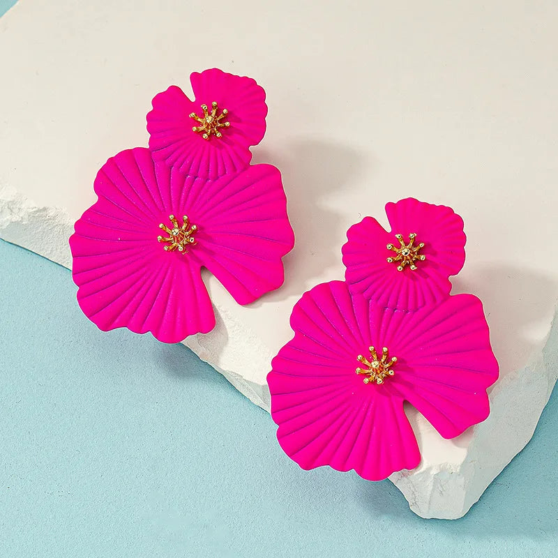 Big Flower Drop Earrings