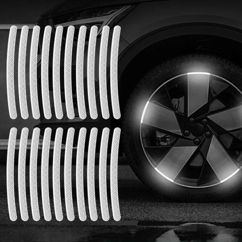 Car Wheel Hub Reflective Stripes - Safety Tire Warning Stickers for Night Driving