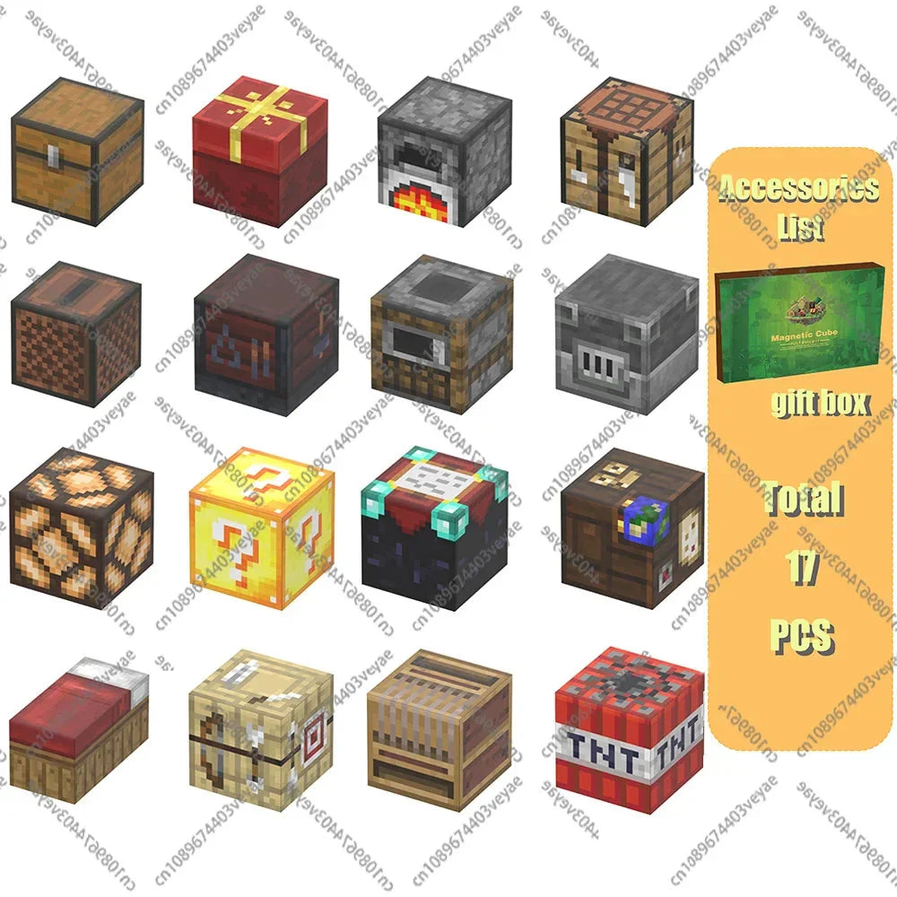 Magnetic Building Blocks Mine World Magnet Cube Set for Boy Girl Kid Age 3+ DIY Model Children Stem STEM Sensory Toy Gift