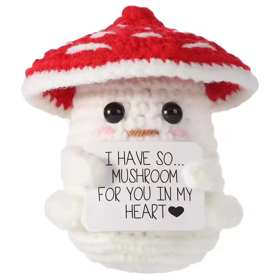Funny Crochet Positive Inspirational Emotional Support Owl Doll Home Room Decoration Handmade Knitted Owl Desktop Ornament Gift