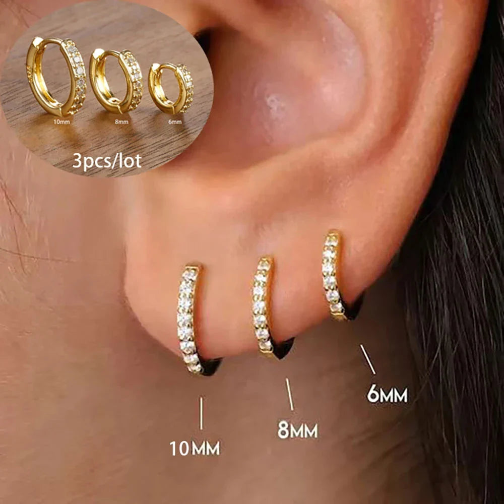 3-Piece Star Drop Earrings Set – 18K Gold Stainless Steel Dangle Jewelry