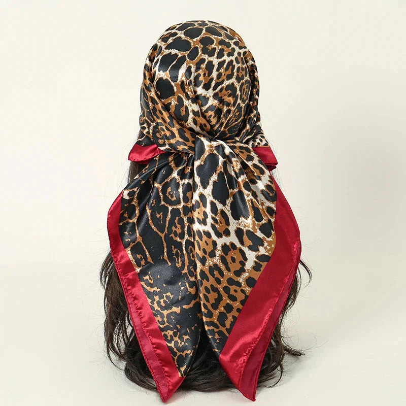 Satin Square Scarf – Elegant 2025 Print Hijab, Shawl & Hair Wrap
