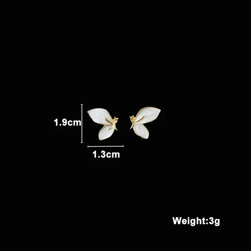 White Flower & Butterfly Dangle Earrings – Acrylic Pearl Heart Jewelry