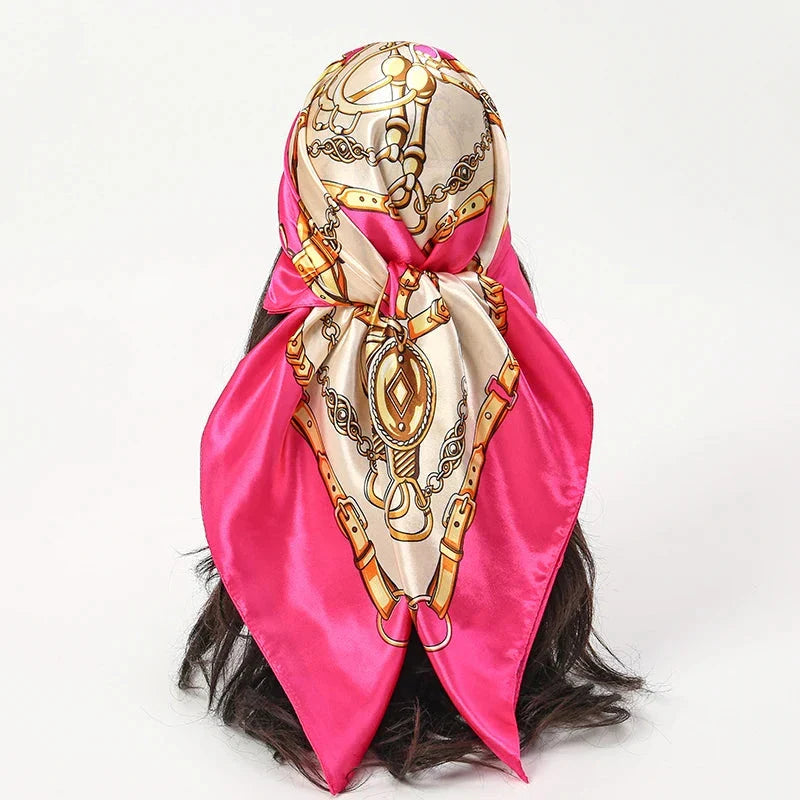 Satin Square Scarf – Elegant 2025 Print Hijab, Shawl & Hair Wrap