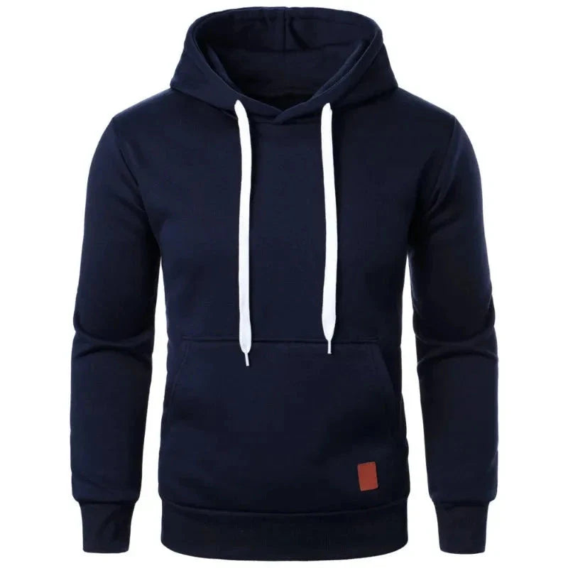 Men’s Casual Lightweight Hoodie – Solid Color Drawstring Pullover Sweatshirt for Streetwear & Outdoor Style