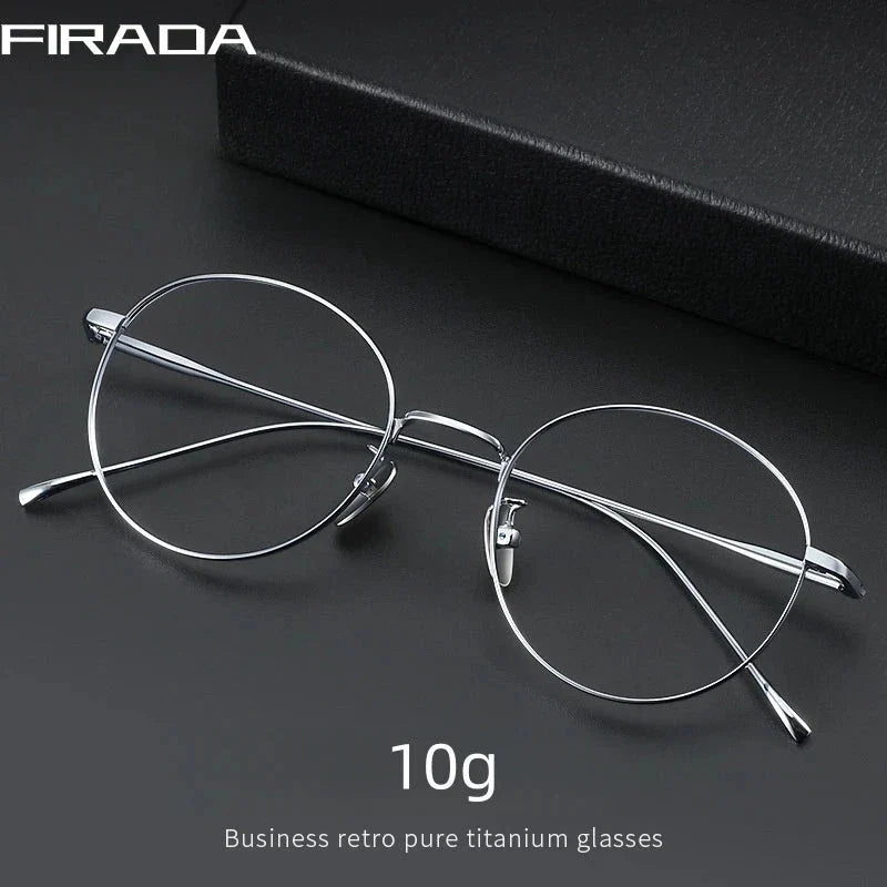 FIRADA Vintage Round Eyeglasses – Titanium Luxury Frame for Men & Women