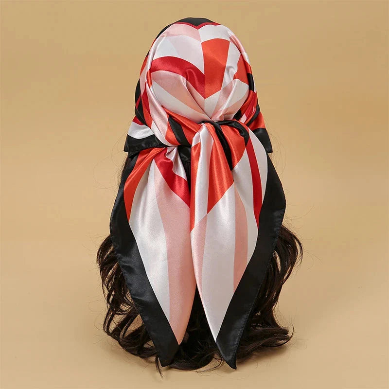 Satin Square Scarf – Elegant 2025 Print Hijab, Shawl & Hair Wrap
