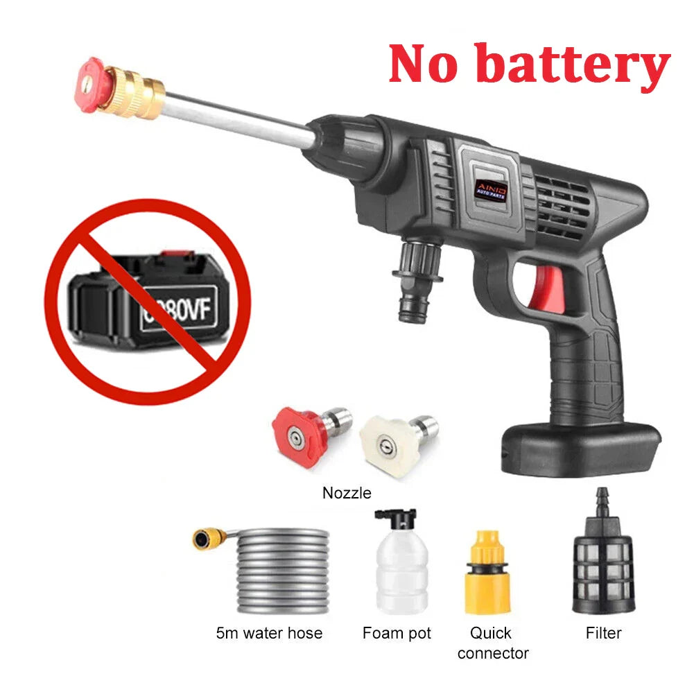 60BAR Wireless High Pressure Car Wash Water Gun Car Washer Self Priming Sustain 300W For Auto Home Garden Cleaning Car Washing