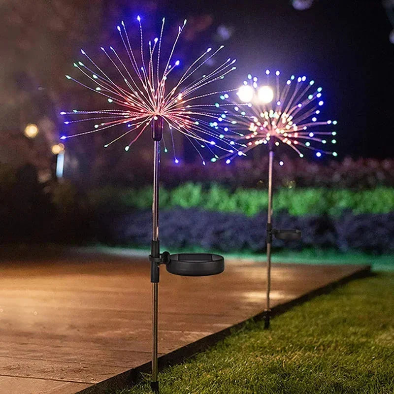 LED Solar Fireworks Lights – Outdoor Waterproof Garden Lights with Remote