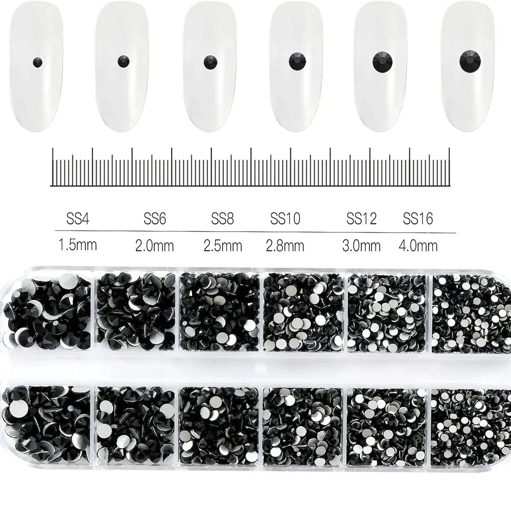 2400+ Shiny Clear Crystal Nail Rhinestones - Mixed Sizes & Shapes Flatback Gems