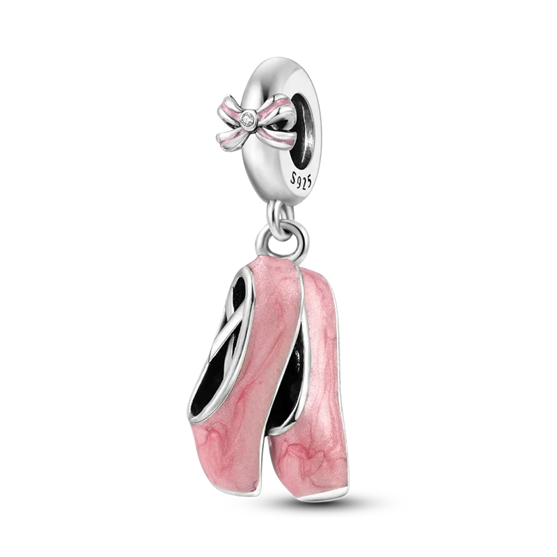 925 Sterling Silver Pink Butterfly & Luminous Firefly Charm – Dangle Bead for Bracelet or Necklace | Elegant DIY Jewelry Gift for Women