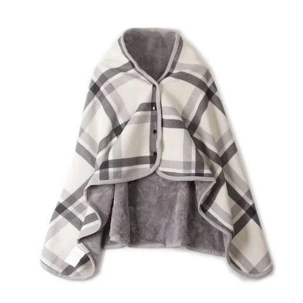Double-Layer Tartan Plaid Blanket Scarf – Warm Winter Shawl for Women