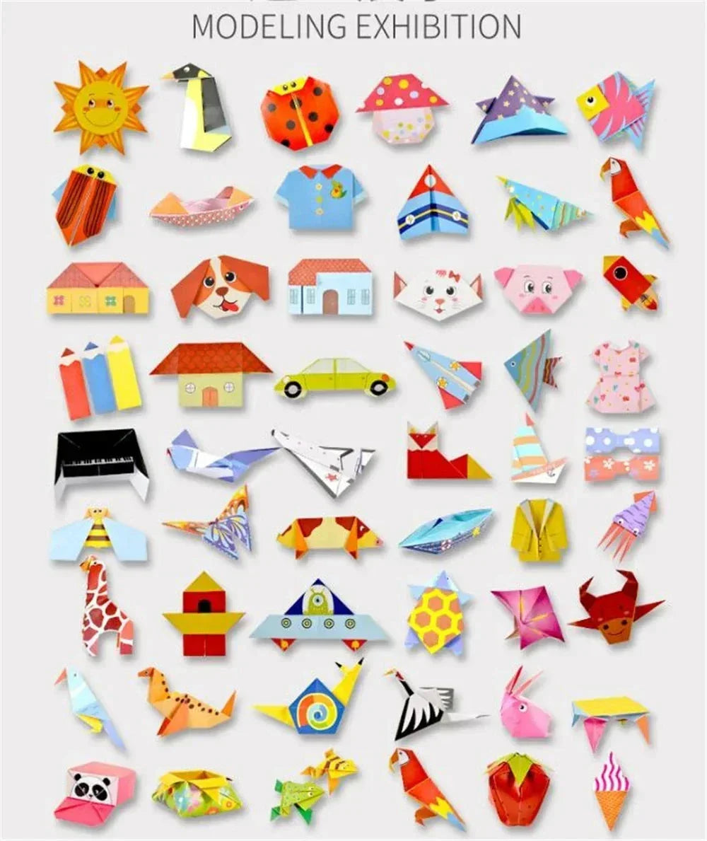 Cartoon Animal Origami & Paper Cutting Book - Educational Craft Toy for Kids