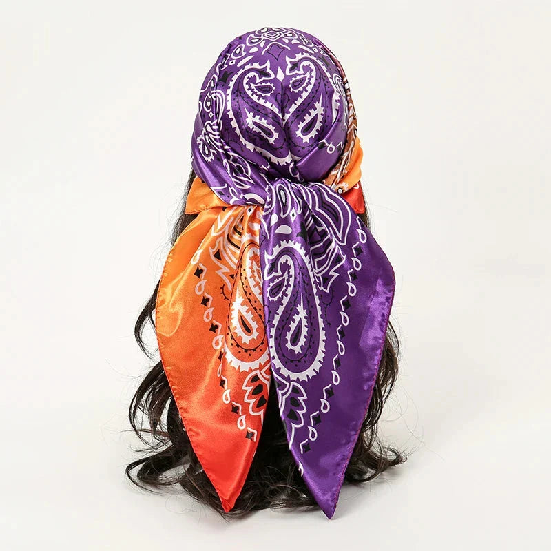 Satin Square Scarf – Elegant 2025 Print Hijab, Shawl & Hair Wrap
