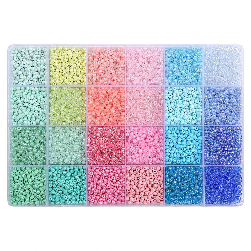 5200Pcs Glass Rice Beads Jewelry Making Kit – 24-Grid Box for DIY Bracelets, Earrings & Kandi Accessories | Handmade Craft Supplies Set
