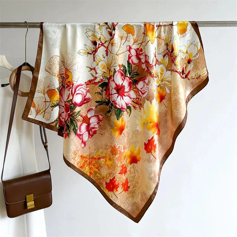 90x90cm Square Silk-Feel Scarf – Luxury Women’s Shawl & Head Wrap