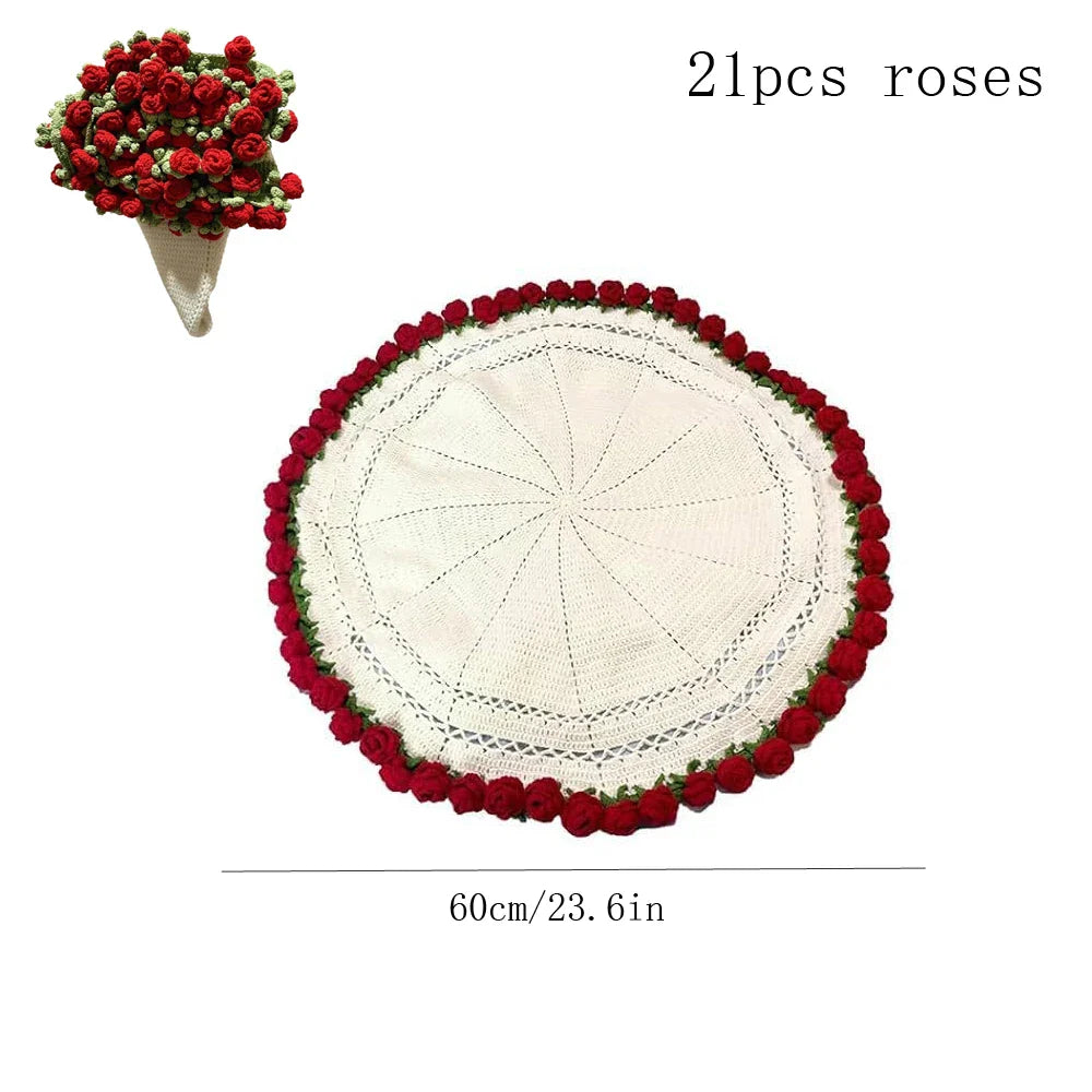 1pcs Finished Flower Bouquet Blanket Soft and Lightweight Knitted Throw Blankets for Birthday Wedding Valentine’s Day Home Decor