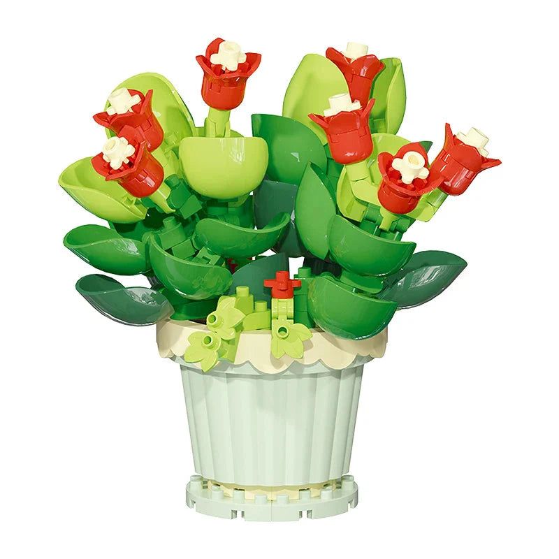 Building block flower potted plant assembly toy decoration micro particle plant potted plant children's toy gift