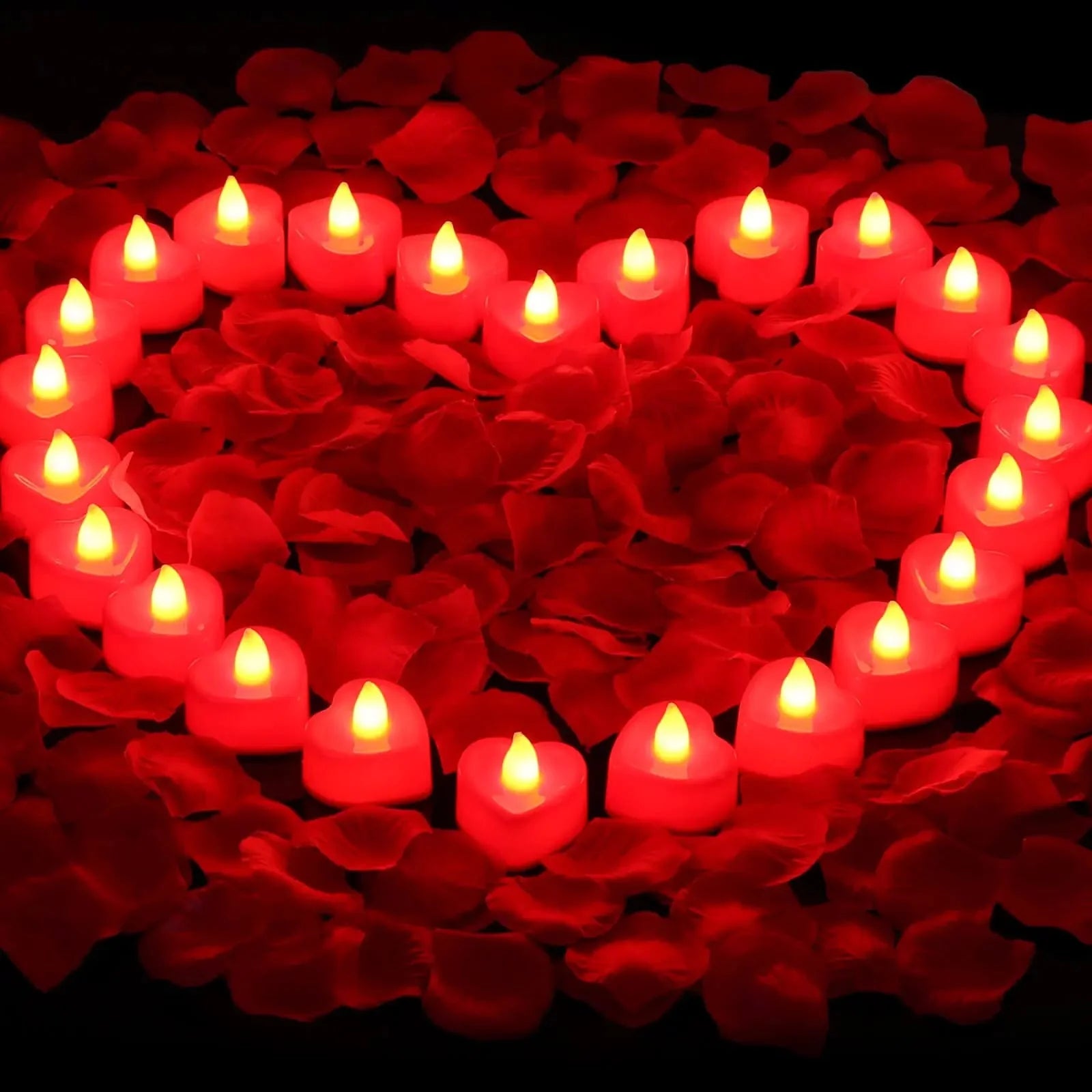 24PCS LED Candle Tea Lights Battery Operated Red Shells Romantic Decoration Flameless  Wedding Party Use