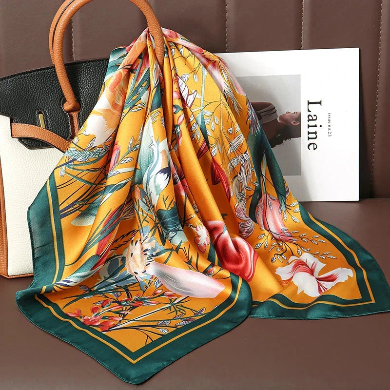 Luxury Satin Silk Square Scarf – Shawl, Hijab & Fashion Wrap 2023