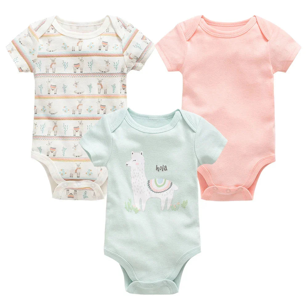 3/6 PCS Baby Cotton Bodysuits Set Short Sleeve Summer Outfits for Newborn Boys & Girls 0–12 Months