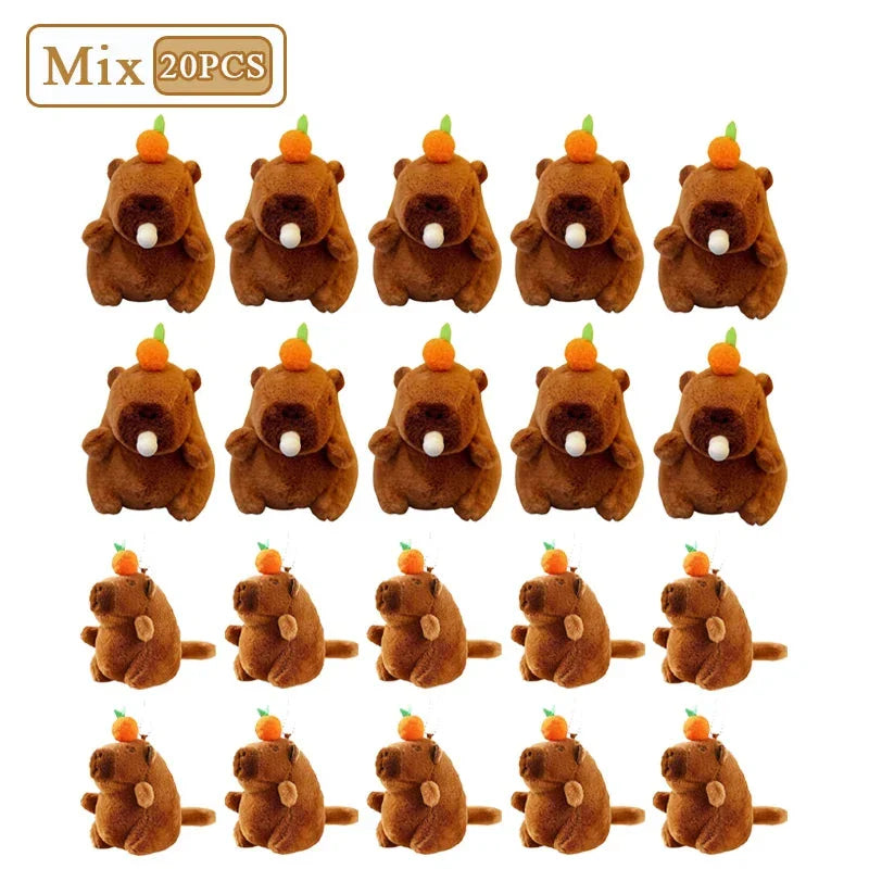 Plush Capybara Keychain – Cute Persimmon Wagging Tail Pendant Toy