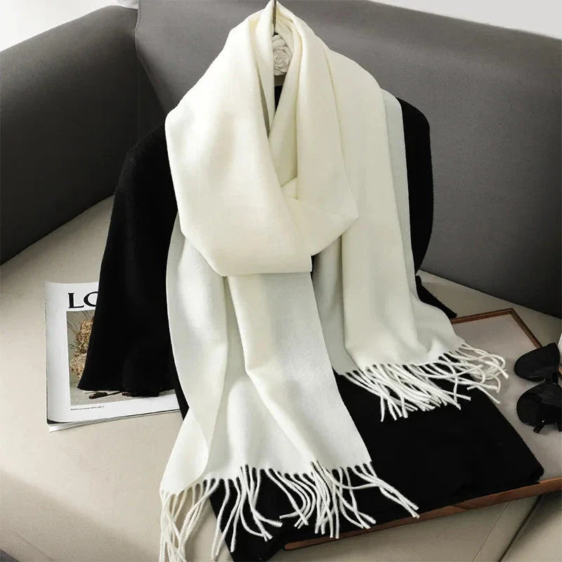 62-Color Winter Cashmere Scarf – Warm Tassel Pashmina Wrap for Women