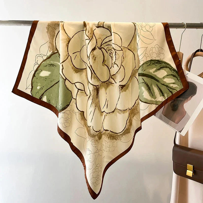 90x90cm Square Silk-Feel Scarf – Luxury Women’s Shawl & Head Wrap