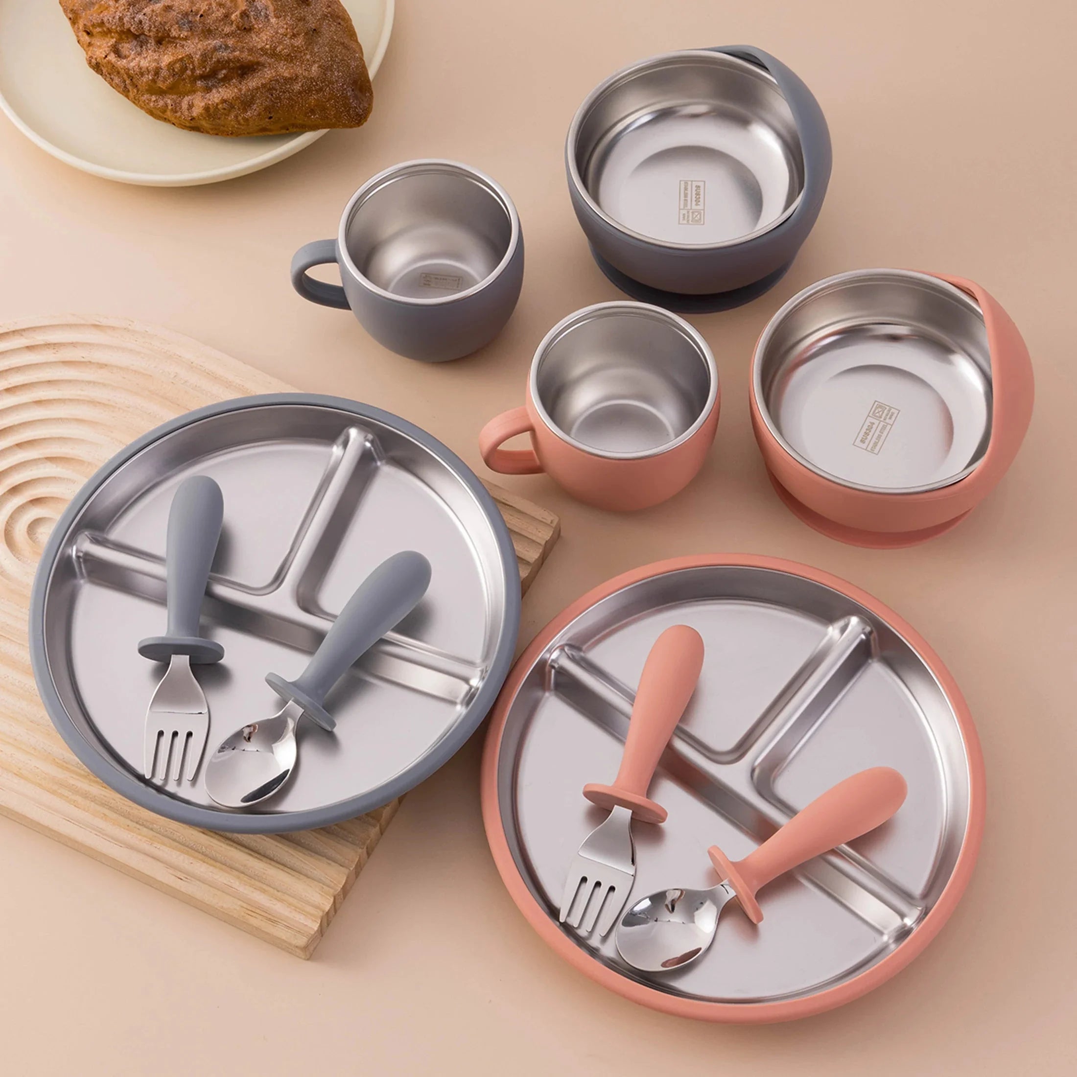 Stainless Steel Baby Feeding Set with Silicone Sucker