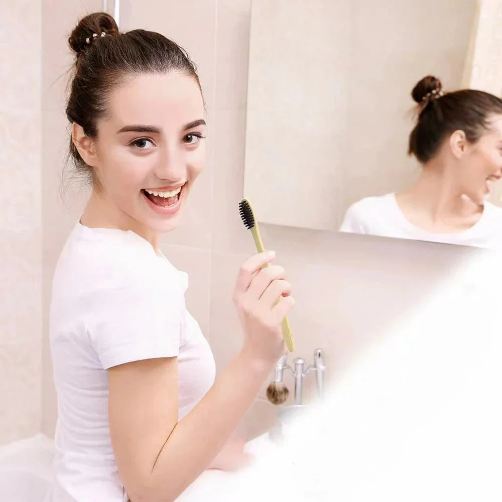 Eco-Friendly Bamboo Toothbrush - Soft Bristles, Vegan, Plastic-Free, 10-Pack