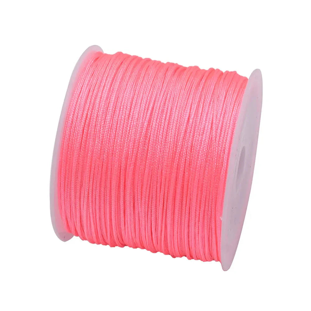 50 Yards 0.8mm Braided Nylon Cord – Durable Satin String for Jewelry Making, Beading, Macrame, Chinese Knot & DIY Crafts