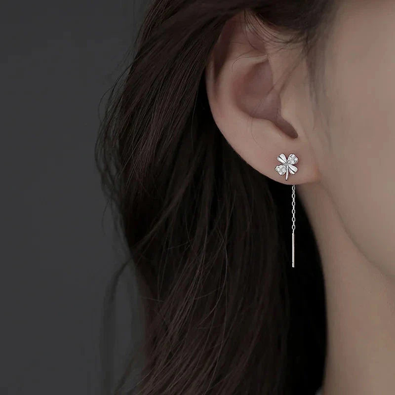 Long Tassel Heart Drop Earrings – Gold & Silver Korean Fashion Jewelry