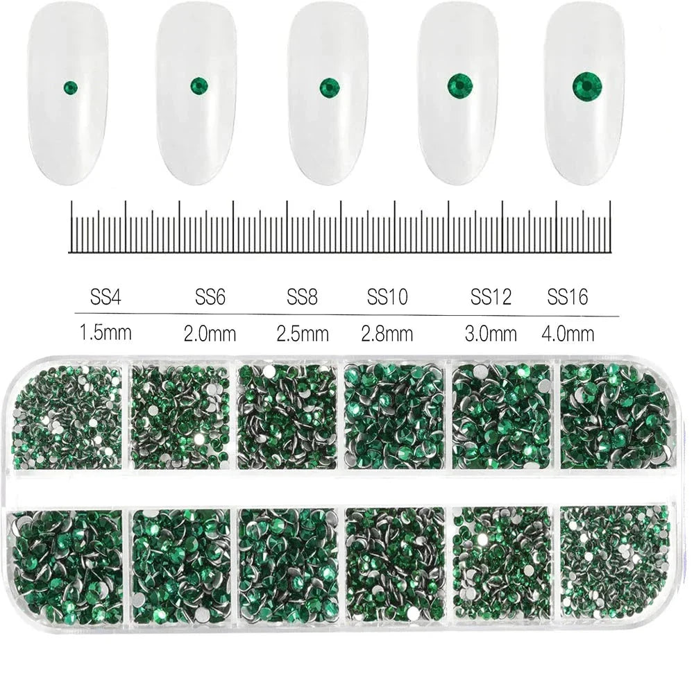 2400+ Shiny Clear Crystal Nail Rhinestones - Mixed Sizes & Shapes Flatback Gems