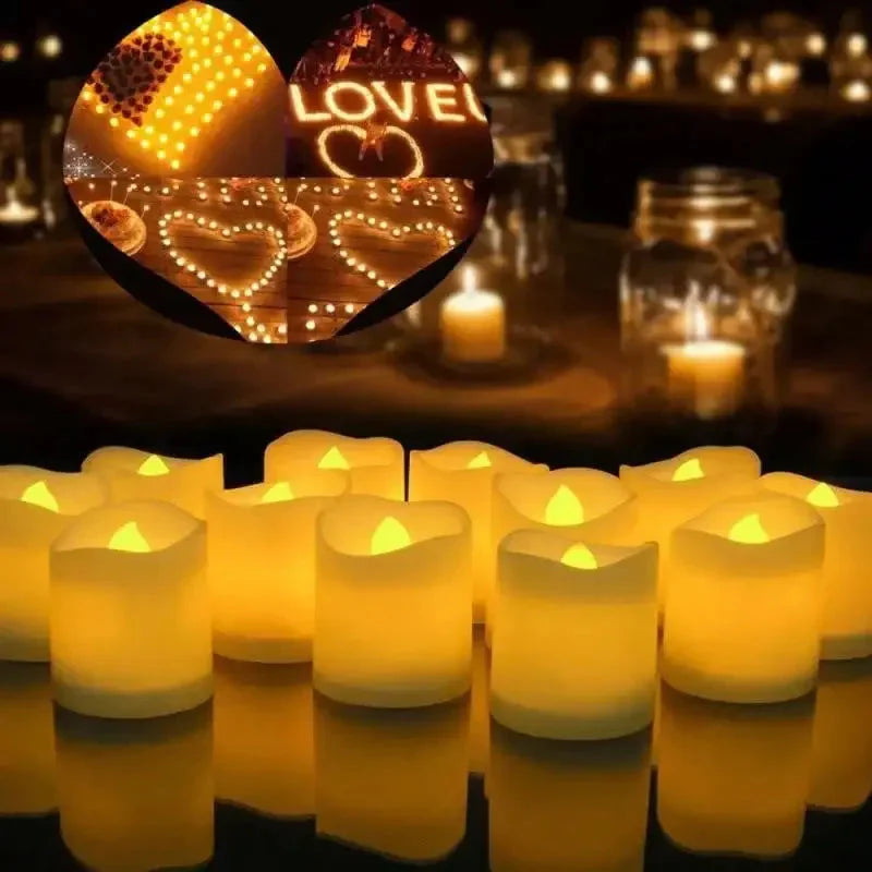 24PCS LED Flameless Tea Light Candles – Red Shells, Battery-Operated, Romantic Décor for Weddings, Parties, and Valentine's Day