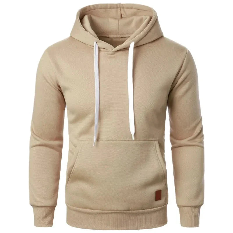 Men’s Casual Lightweight Hoodie – Solid Color Drawstring Pullover Sweatshirt for Streetwear & Outdoor Style
