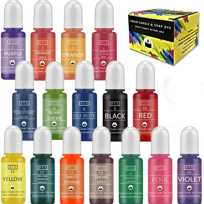 Candle Dyes Kit – Liquid Colorant Pigment Set for DIY Candle & Soap Making | Vibrant Wax Dye for Soy, Beeswax & Gel Candles