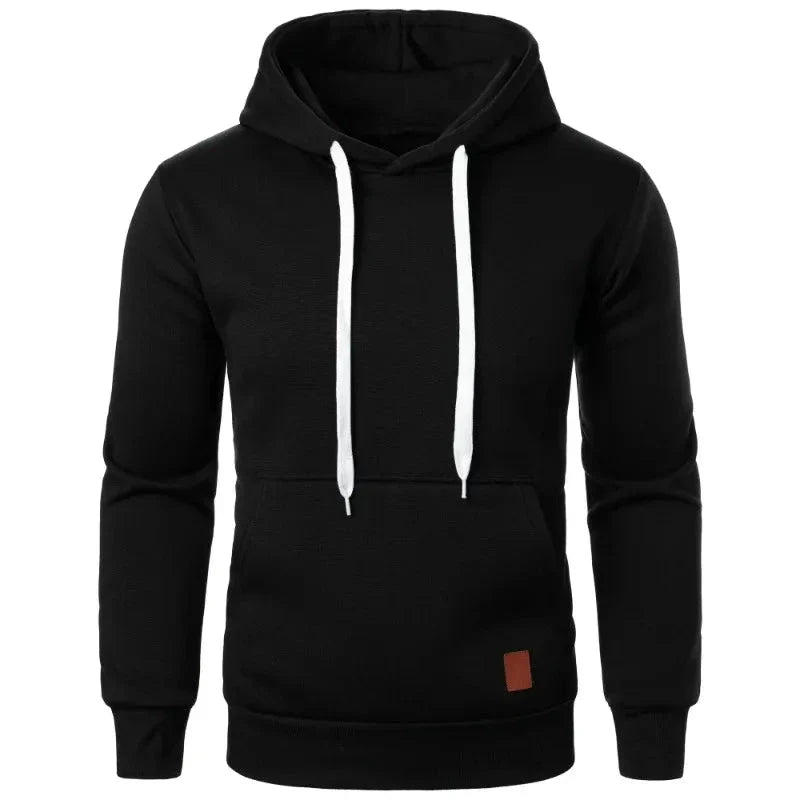 Men’s Casual Lightweight Hoodie – Solid Color Drawstring Pullover Sweatshirt for Streetwear & Outdoor Style