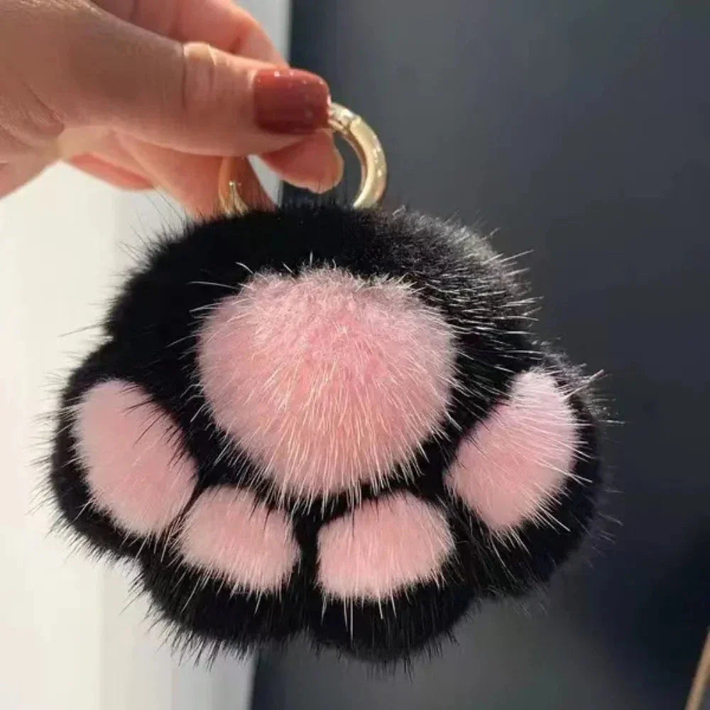 Cat Paw Plush Keychain – Cute Fluffy Faux Fur Pendant for Bags & Keys