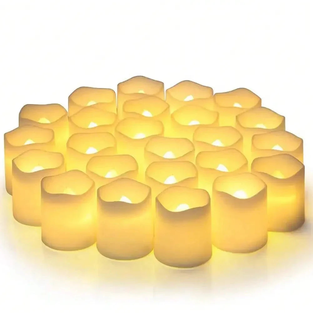 24PCS LED Flameless Tea Light Candles – Red Shells, Battery-Operated, Romantic Décor for Weddings, Parties, and Valentine's Day
