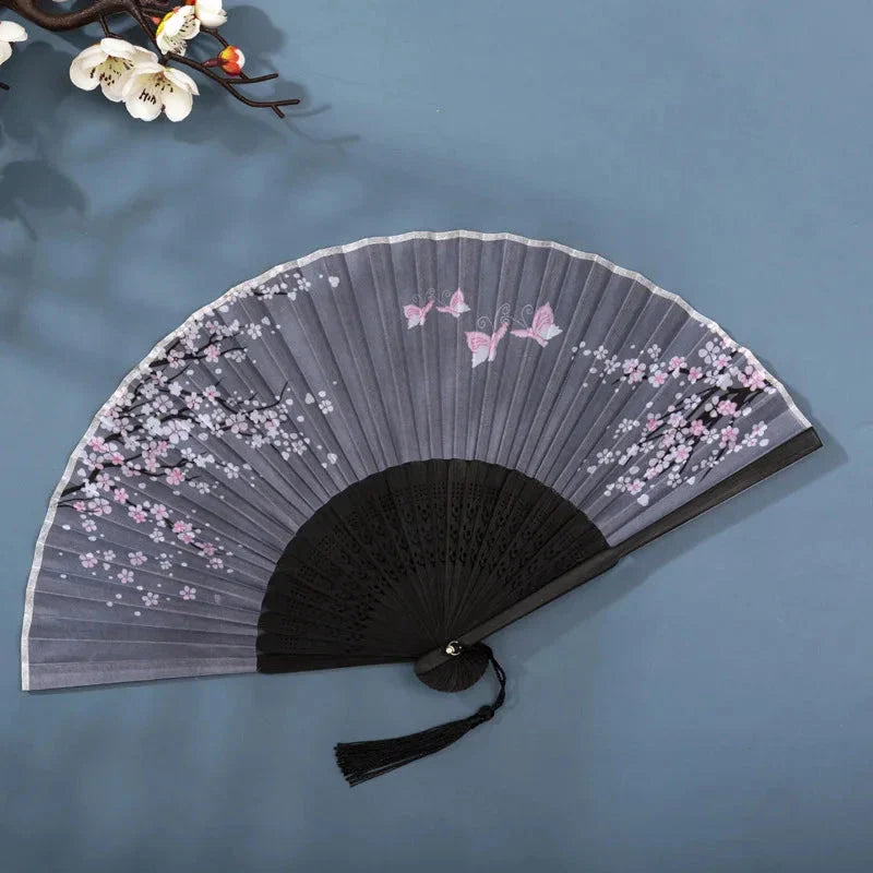 Hand Fan Foldable Silk Fan Noodles Bamboo Fan Bones Halloween Cosplay Prop Christmas Wedding Decoration Party Gifts Art Crafts