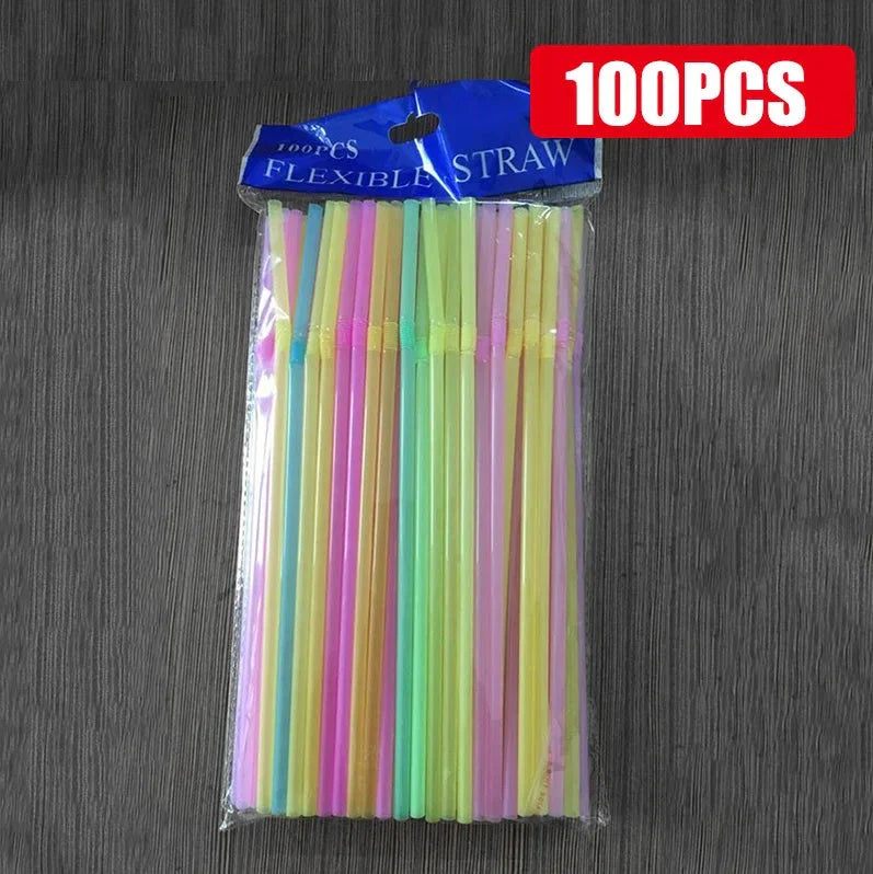 50-1000Pcs Multicolor Drinking Straws – Milk Tea & Party Supplies