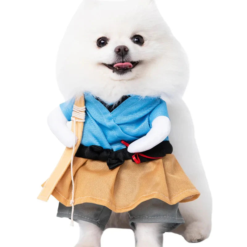 Halloween Dagger Pet Costume - Funny Knife-Holding Dog & Cat Standing Dress for Festival Dress-Up