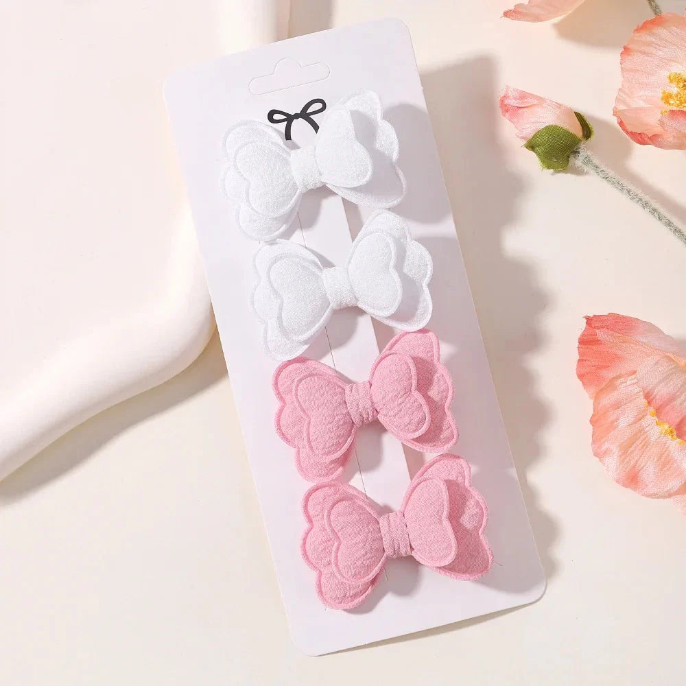 4Pcs Candy Colored Hair Clips for Girls Cute Double-Layered Bows
