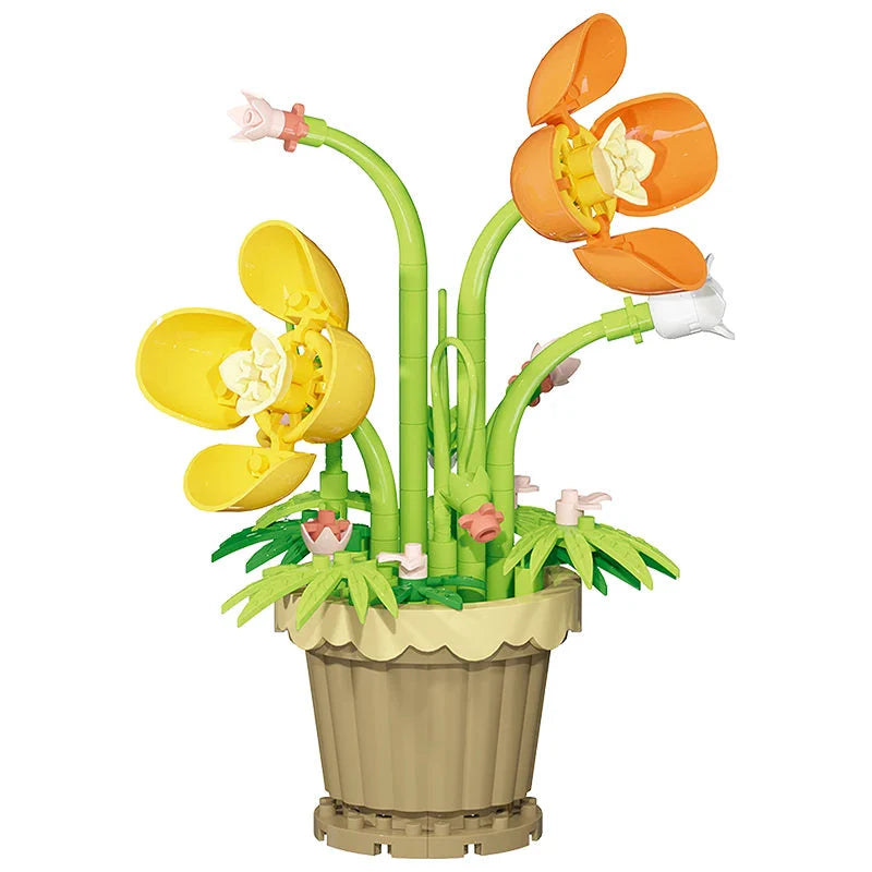 Building block flower potted plant assembly toy decoration micro particle plant potted plant children's toy gift