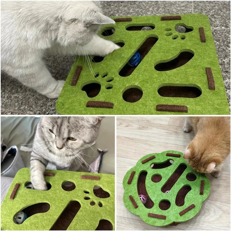 Interactive Cat Puzzle Toy – Felt Maze Box with Bell Balls