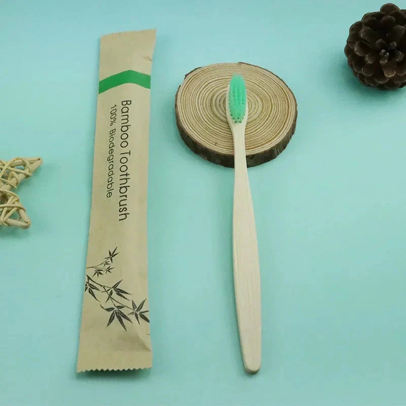 Natural Colorful Toothbrush Eco Soft Bristle Bamboo Toothbrush Bamboo Charcoal Vegan Tooth Dental Oral Care Plastic Free 10Pcs